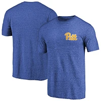 Men's Royal Heather Pittsburgh Panthers Left Chest Distressed Logo Tri-Blend T-Shirt