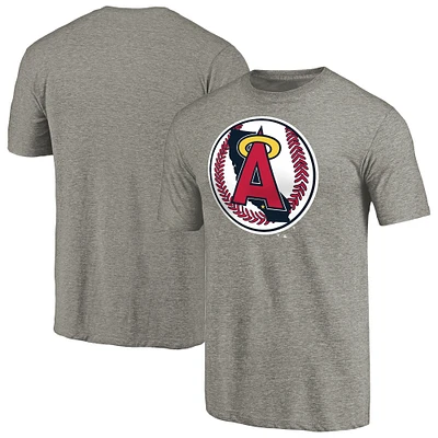 Men's Ash Los Angeles Angels Cooperstown Collection Forbes Tri-Blend T-Shirt