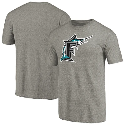 Men's Ash Miami Marlins Cooperstown Collection Forbes Tri-Blend T-Shirt