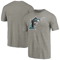 Men's Ash Miami Marlins Cooperstown Collection Forbes Tri-Blend T-Shirt