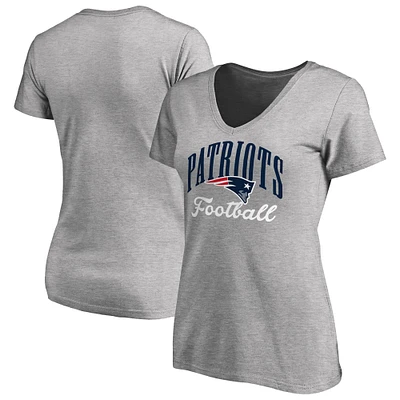 Women's Heather Gray New England Patriots Victory Script V-Neck T-Shirt