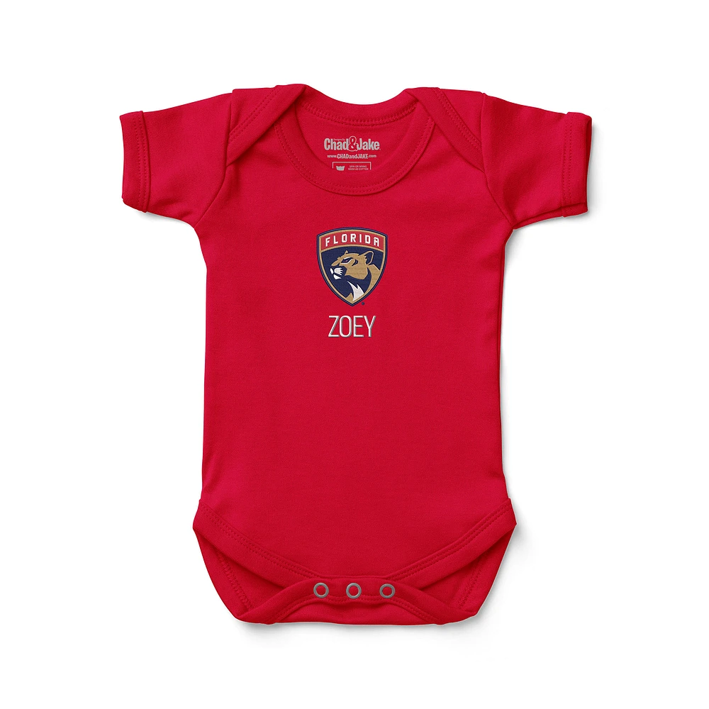 Infant Red Florida Panthers Personalized Bodysuit