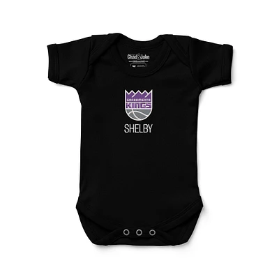 Infant Black Sacramento Kings Personalized Bodysuit