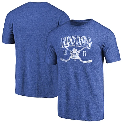 Men's Royal Toronto Maple Leafs Vintage Collection Line Shift Tri-Blend T-Shirt