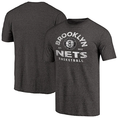 Men's Black Brooklyn Nets Vintage Arch Tri-Blend T-Shirt