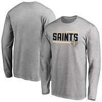 Men's Ash New Orleans Saints Iconic Collection On Side Stripe Long Sleeve T-Shirt