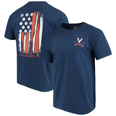 Men's Navy Virginia Cavaliers Baseball Flag Comfort Colors T-Shirt