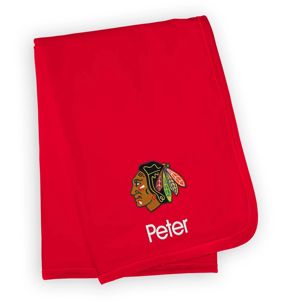 Infant Red Chicago Blackhawks Personalized Blanket