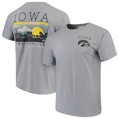 Men's Gray Iowa Hawkeyes Comfort Colors Campus Scenery T-Shirt