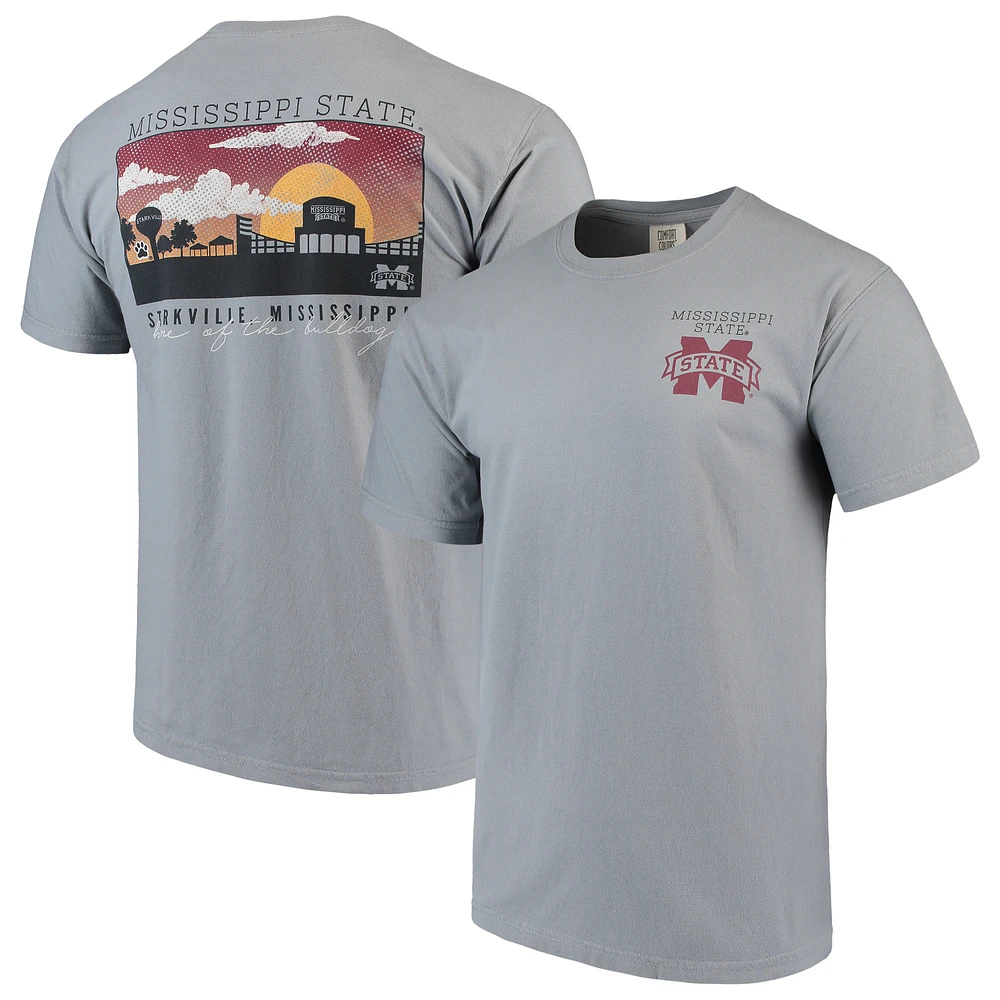 Men's Gray Mississippi State Bulldogs Comfort Colors Campus Scenery T-Shirt