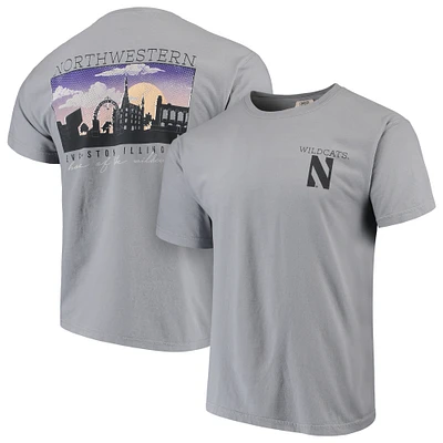 Men's Gray Northwestern Wildcats Comfort Colors Campus Scenery T-Shirt