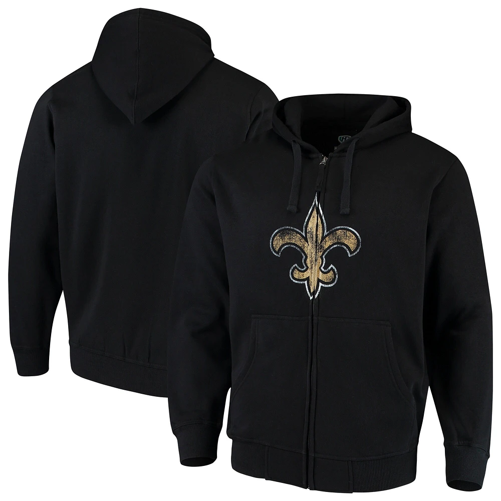 Men's G-III Sports by Carl Banks Black New Orleans Saints Primary Logo Full-Zip Hoodie