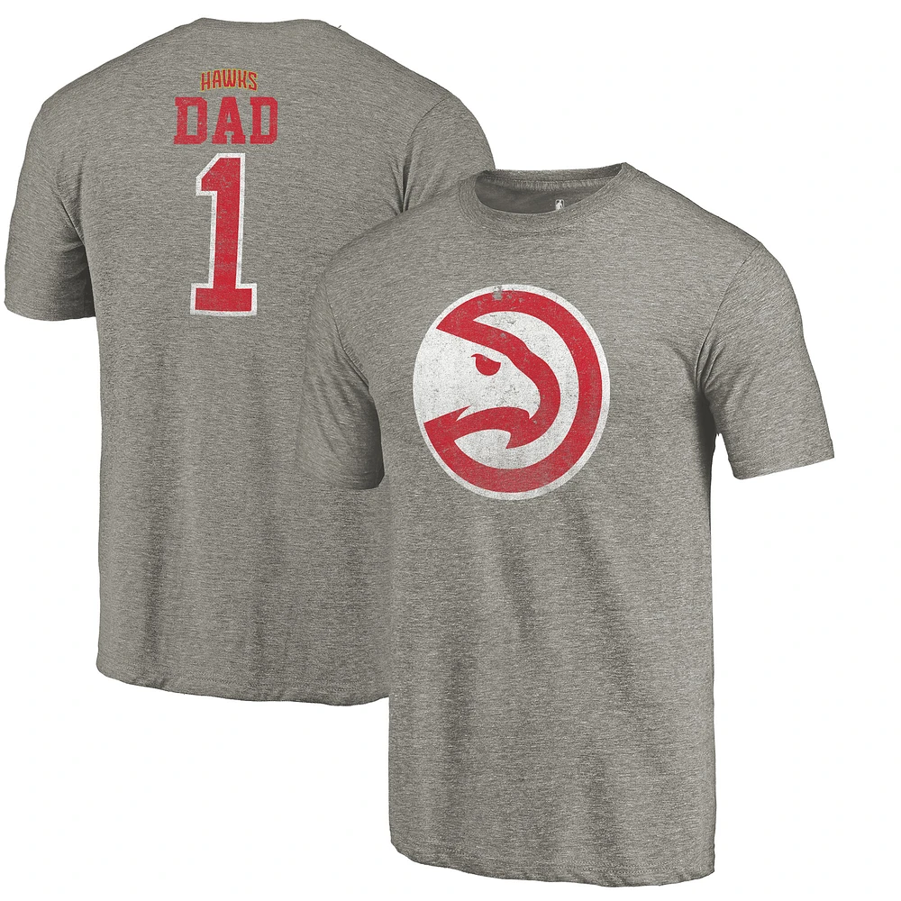 Men's Gray Atlanta Hawks Greatest Dad Tri-Blend T-Shirt