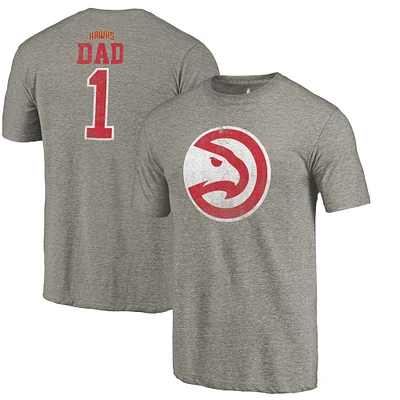 Men's Gray Atlanta Hawks Greatest Dad Tri-Blend T-Shirt