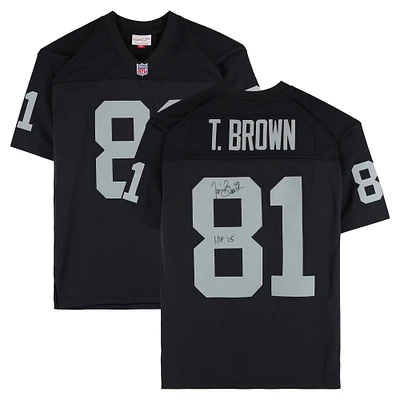 Tim Brown Las Vegas Raiders Autographed Black Mitchell & Ness Replica Jersey with "HOF 2015" Inscription