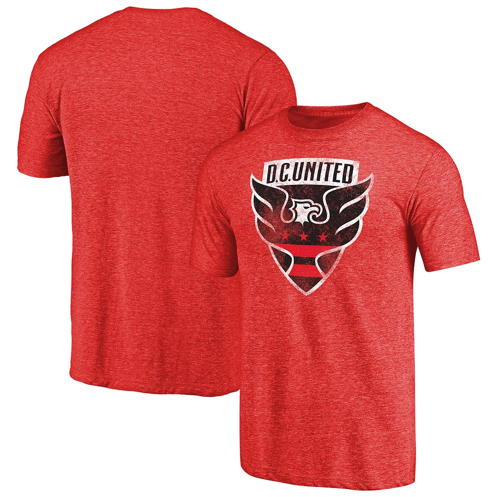Men's Red D.C. United Primary Logo Distressed Tri-Blend T-Shirt