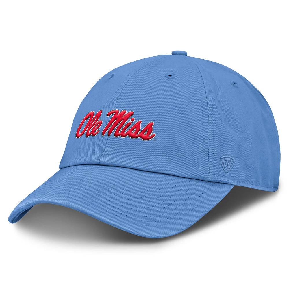 Men's Top of the World Light Blue Ole Miss Rebels Staple Adjustable Hat