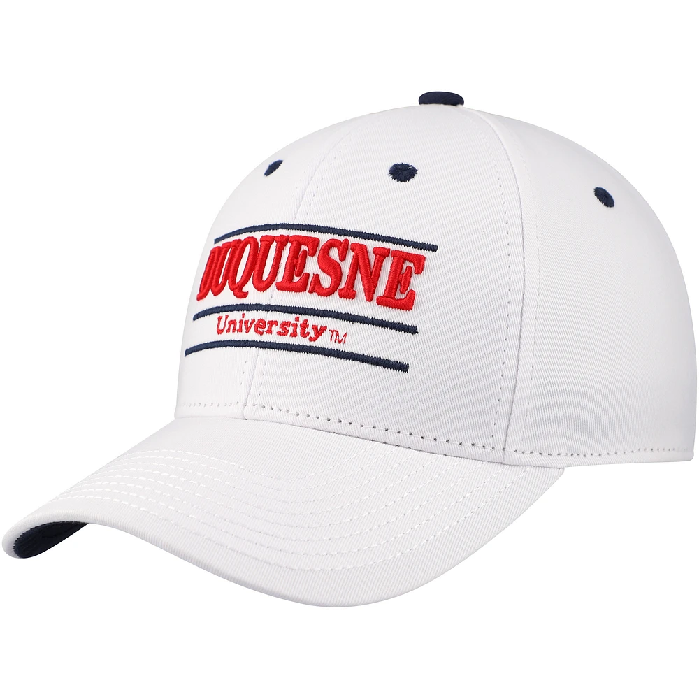 Men's The Game White Duquesne Dukes Classic Bar Adjustable Snapback Hat