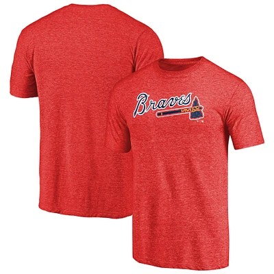 Men's Red Atlanta Braves Team Wordmark Tri-Blend T-Shirt