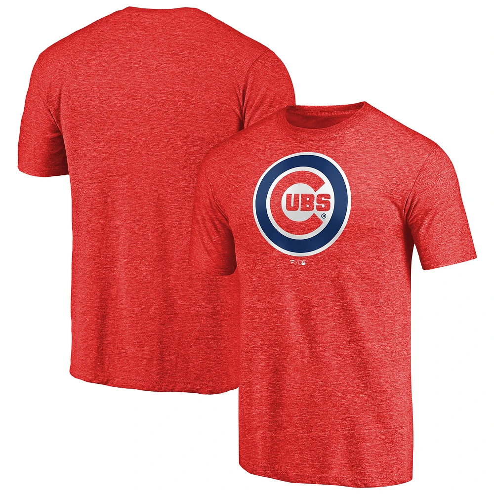 Men's Red Chicago Cubs Team Wordmark Tri-Blend T-Shirt