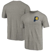 Men's Gray Indiana Pacers Primary Logo Left Chest Distressed Tri-Blend T-Shirt