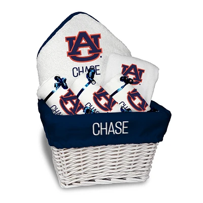 White Chad & Jake Auburn Tigers Team Personalized Medium Gift Basket