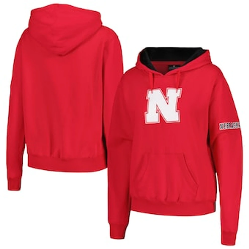 Women's Scarlet Nebraska Huskers Team Big Logo Pullover Hoodie