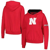 Women's Scarlet Nebraska Huskers Team Big Logo Pullover Hoodie