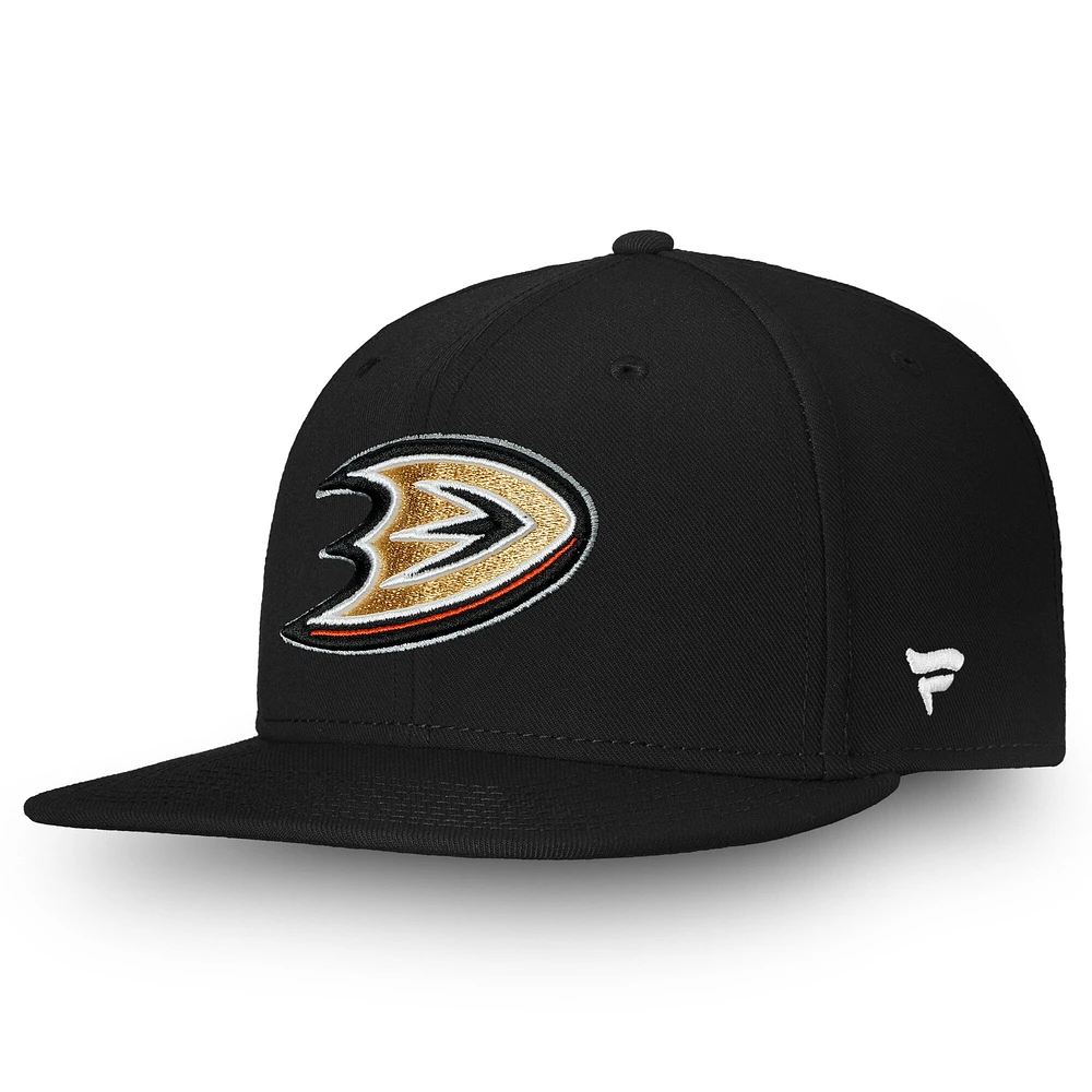 Men's Fanatics Black Anaheim Ducks Team Core Emblem Snapback Hat