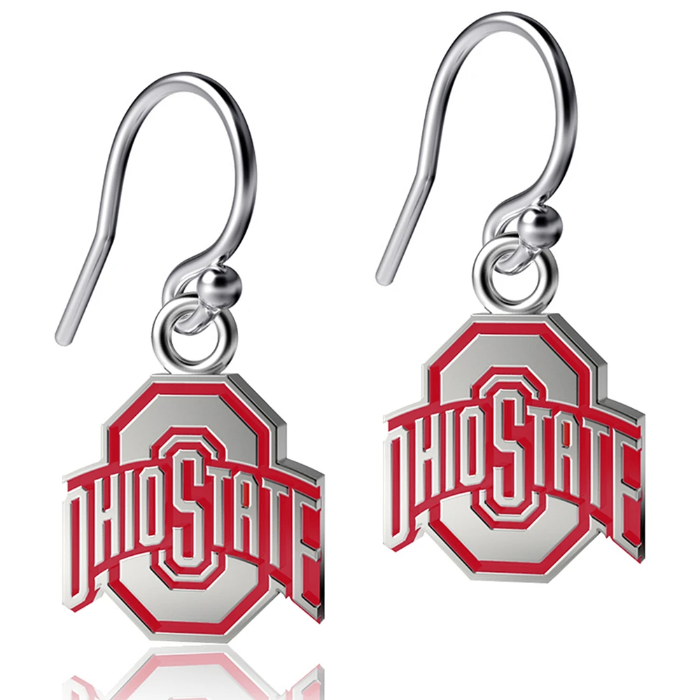 Women's Dayna Designs Ohio State Buckeyes Silver Enamel Dangle Earrings