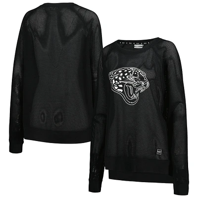 Women's DKNY Sport Black Jacksonville Jaguars Lauren Mesh Raglan Long Sleeve T-Shirt