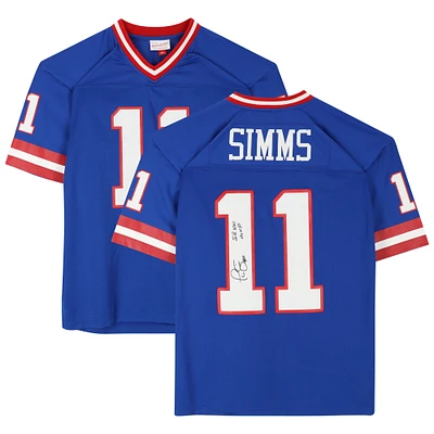 Phil Simms New York Giants Autographed Mitchell & Ness Blue Replica Jersey with "SB XXI MVP" Inscription