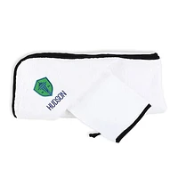 Infant White Seattle Sounders FC Personalized Hooded Towel & Mitt Set