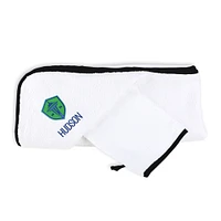 Infant White Seattle Sounders FC Personalized Hooded Towel & Mitt Set