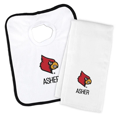 Newborn & Infant Louisville Cardinals Personalized Bib & Burp Cloth Set