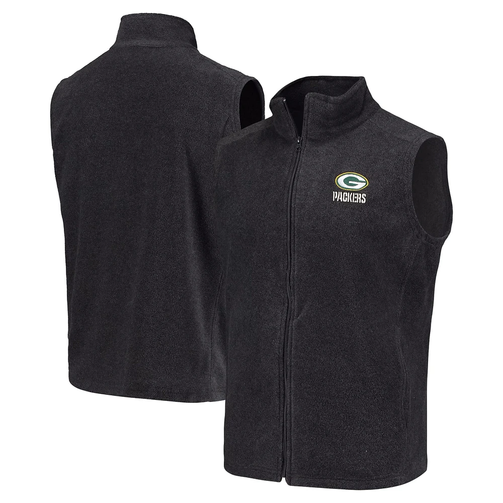 Men's Gray Green Bay Packers Houston Fleece Team Full-Zip Vest