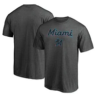 Men's Fanatics Charcoal Miami Marlins Big & Tall Team Logo Lockup T-Shirt