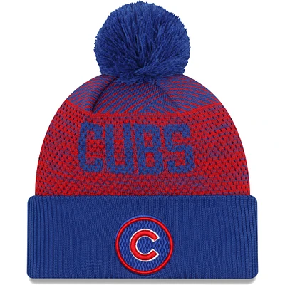 Men's New Era Royal Chicago Cubs Authentic Collection Sport Cuffed Knit Hat with Pom