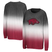 Women's Colosseum Black Arkansas Razorbacks Winkle Dip Dye Long Sleeve T-Shirt