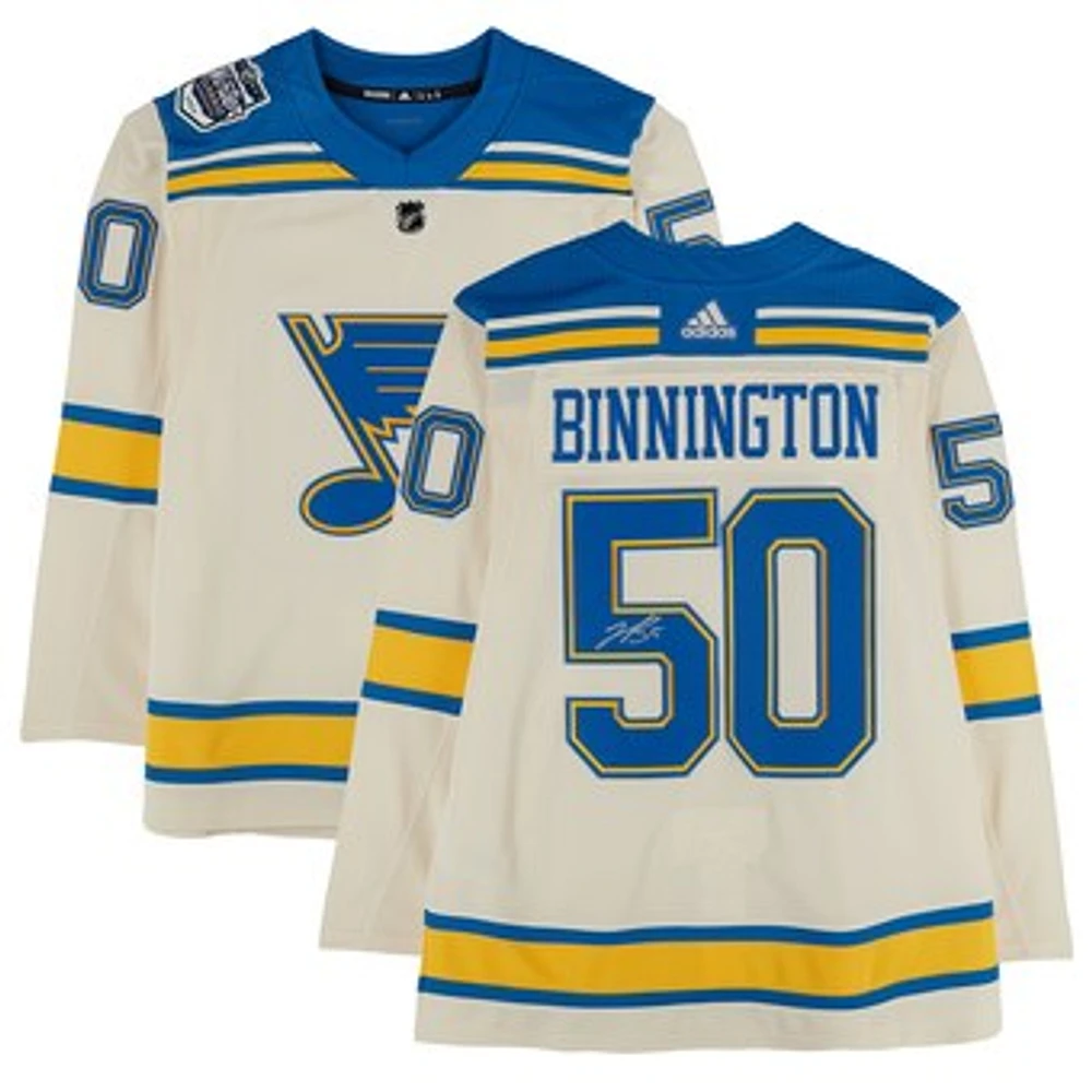 Jordan Binnington St. Louis Blues Autographed 2022 NHL Winter Classic adidas Authentic Jersey