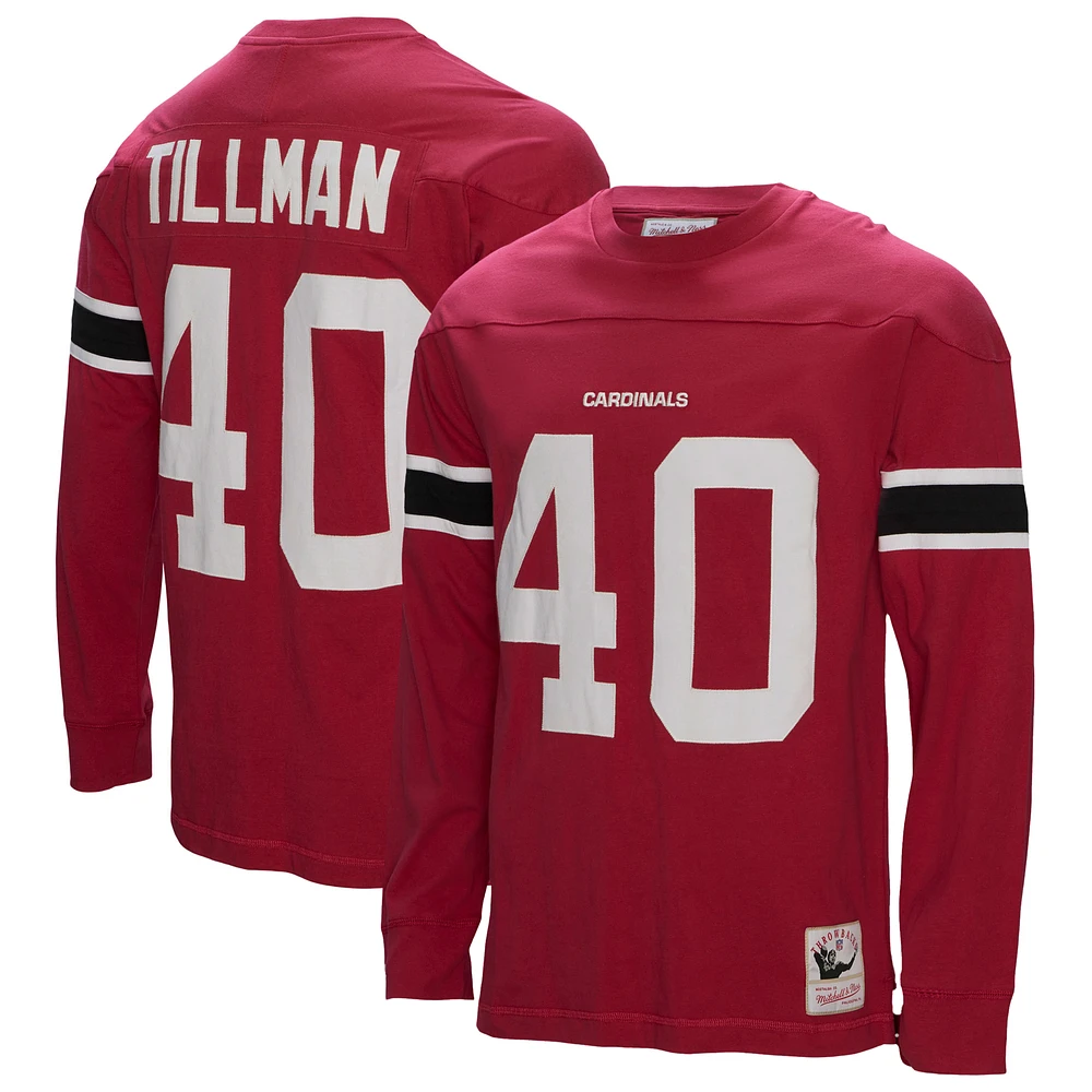 Men's Mitchell & Ness Pat Tillman Cardinal Arizona Cardinals Throwback Retired Player Name Number Long Sleeve Top