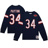 Men's Mitchell & Ness Walter Payton Navy Chicago Bears Throwback Retired Player Name Number Long Sleeve Top