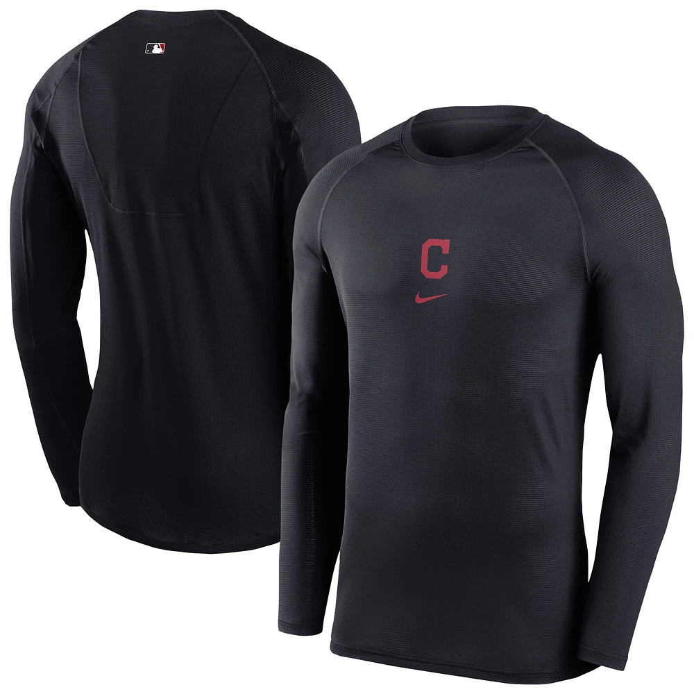 Men's Nike Navy Cleveland Indians Authentic Collection Raglan Long Sleeve T-Shirt