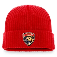 Men's Fanatics Red Florida Panthers Core Primary Logo Cuffed Knit Hat