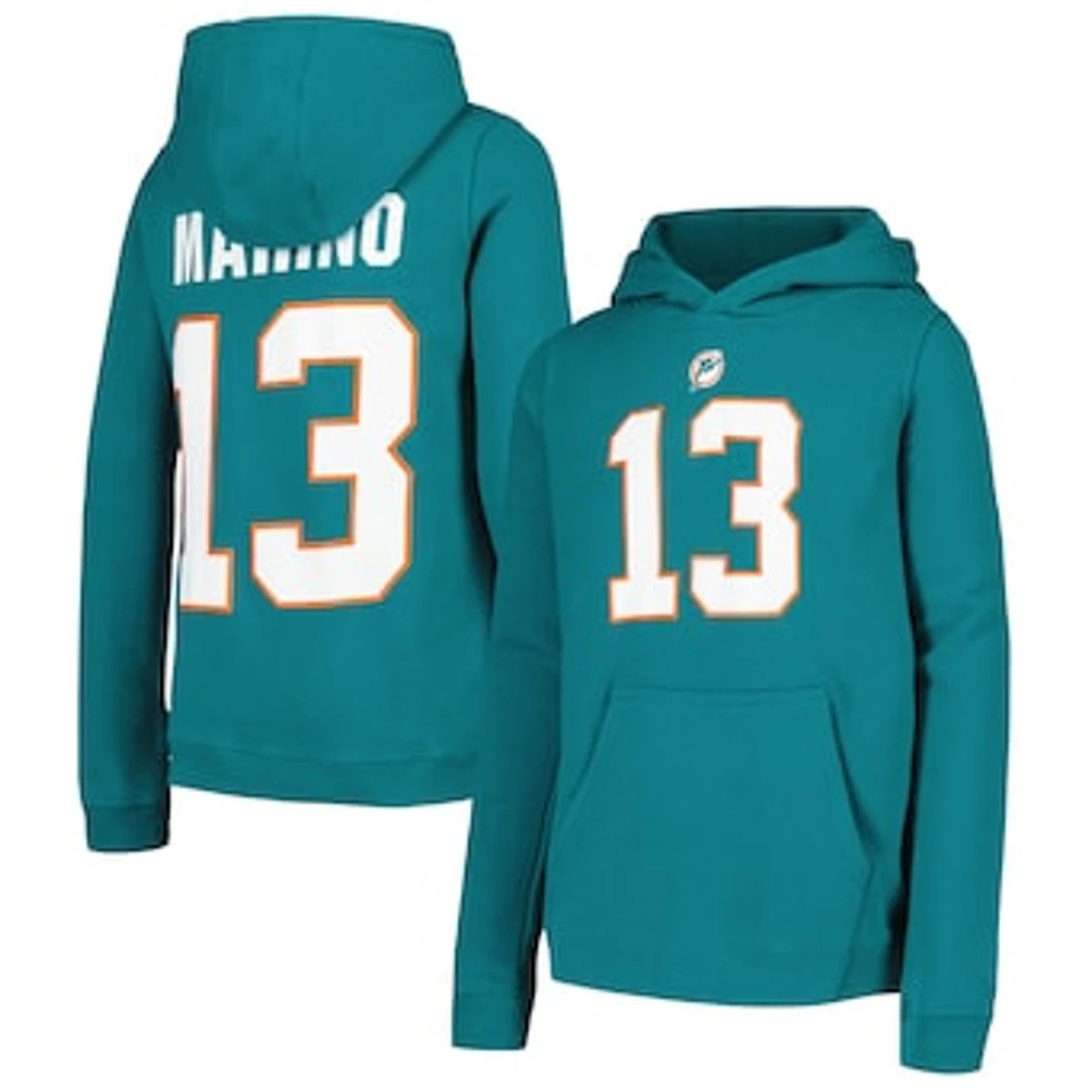 Youth Mitchell & Ness Dan Marino Aqua Miami Dolphins Retired Player Name Number Pullover Hoodie