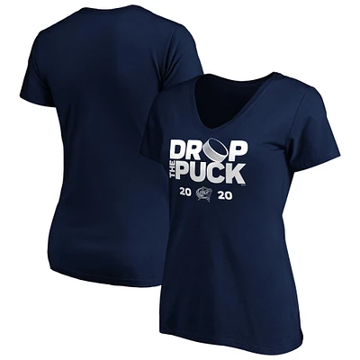 Women's Navy Columbus Blue Jackets Drop the Puck V-Neck T-Shirt