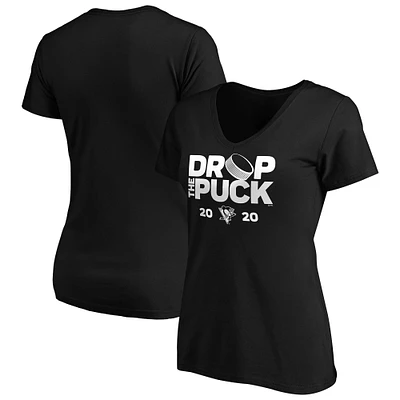 Women's Black Pittsburgh Penguins Drop the Puck V-Neck T-Shirt