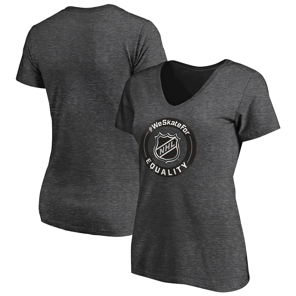 Women's Heather Gray NHL #WeSkateFor V-Neck T-Shirt