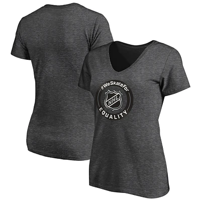 Women's Heather Gray NHL #WeSkateFor V-Neck T-Shirt