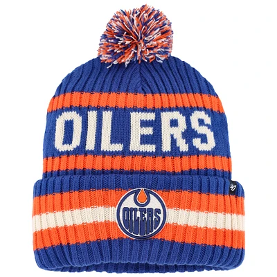 Men's '47 Royal/Orange Edmonton Oilers Bering Cuffed Knit Hat with Pom